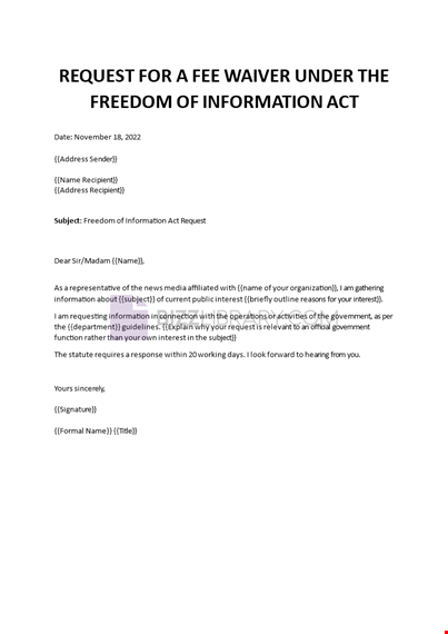 foia fee waiver request template