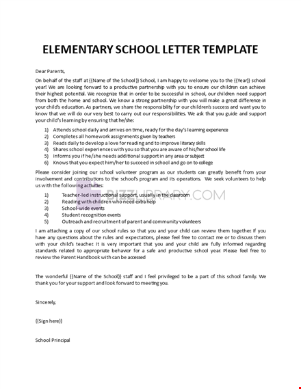 welcome letter elementary school template