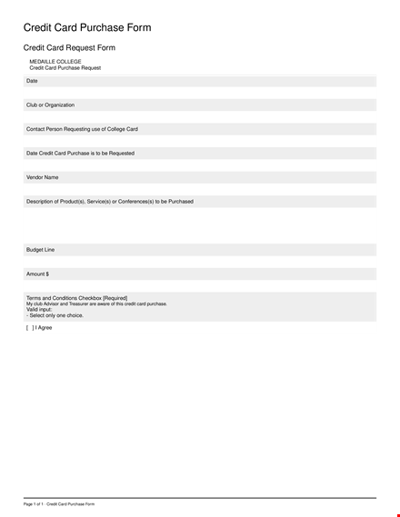 credit card request form template - simplify purchase and credit requests template