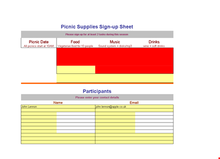 sign up sheet for picnic - please bring drinks template