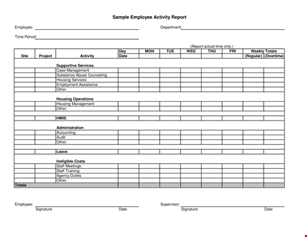 employee activity template