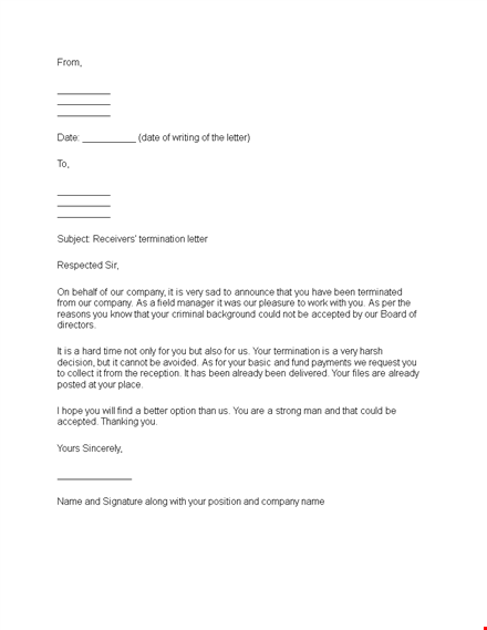 download termination letter template - easily terminate an employee | company name template