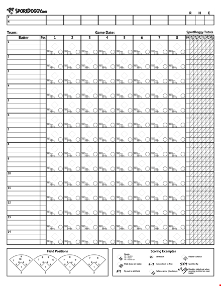 softball box score sheet template template