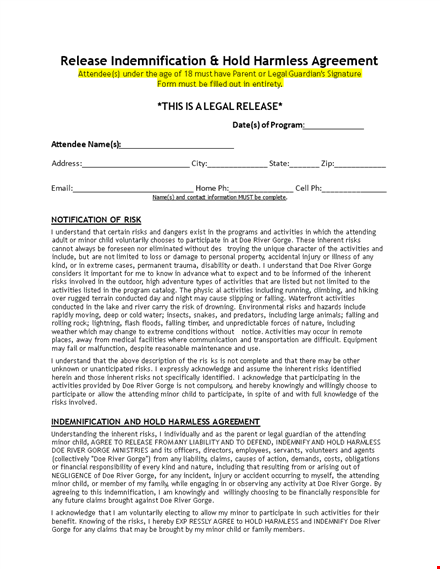 protect yourself from legal risks with our river activity hold harmless agreement template template