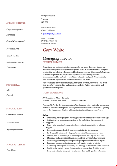 managing director template