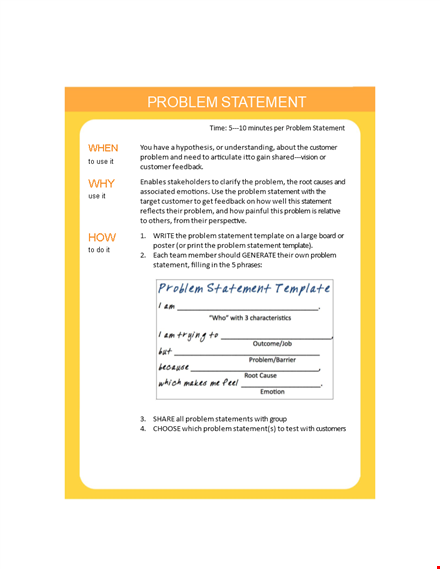 effective problem statement template for customers | clearly identify & address customer issues template