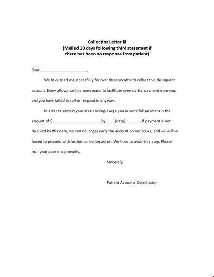 collection letter template 3rd statement template template