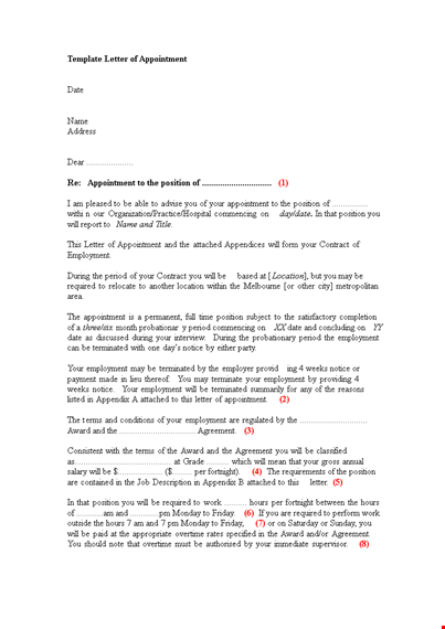 hospital appointment letter template template