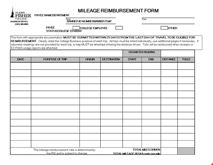 easy reimbursement with our form - payee, mileage and more template