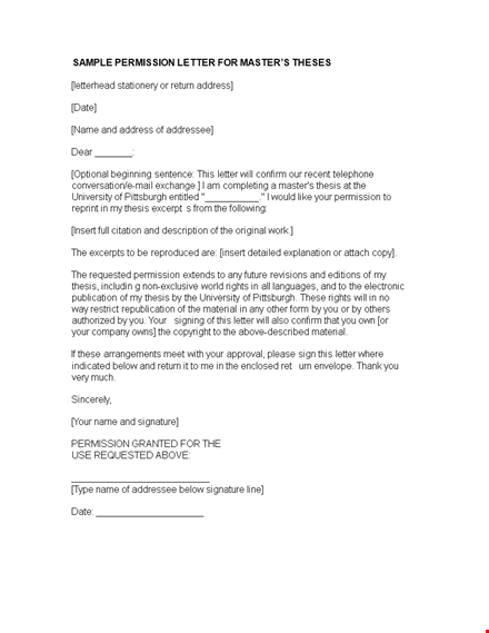 sample formal permission letter template