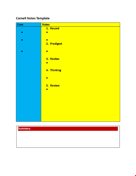 efficiently record your notes with our cornell notes template template