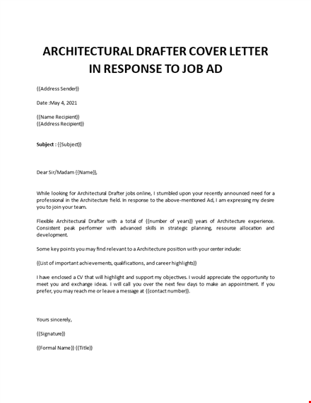 architectural drafter cover letter template