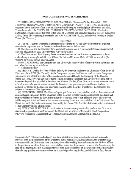 non compete agreement template for company & director: a comprehensive agreement template template