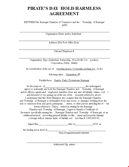 protect your interests with our hold harmless agreement template - barnegat township chamber template
