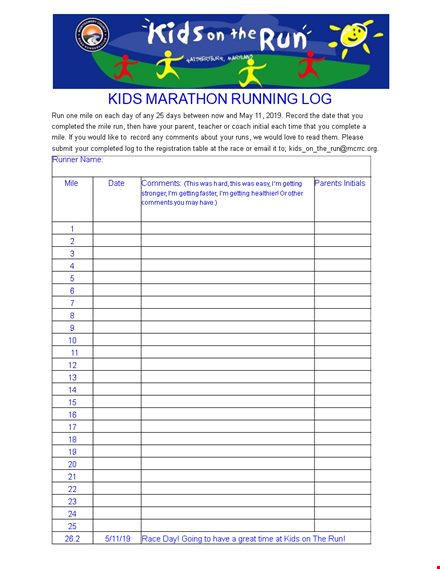 track your running progress | easy-to-use running log template template