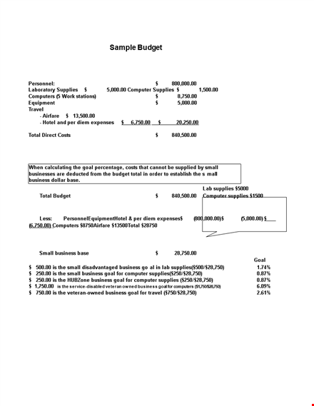 small business budget proposal template template
