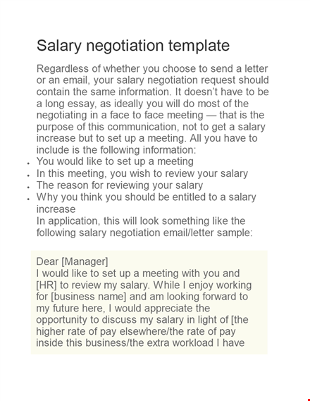 salary negotiation letter: effective strategies for business meeting and salary negotiation template