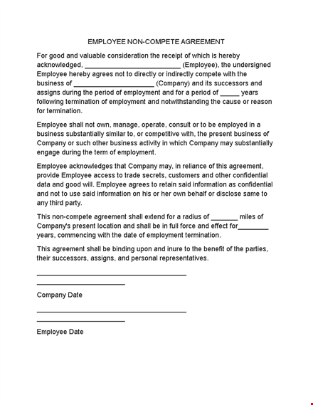 download a non compete agreement template for your business & employees template