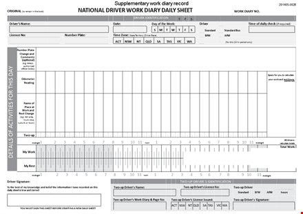 driver's daily log | track your daily activities with ease | diary for drivers template