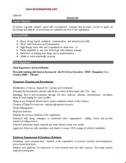 executive hrd resume sample template