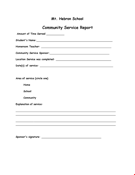 hebron community report: school, service, and community template