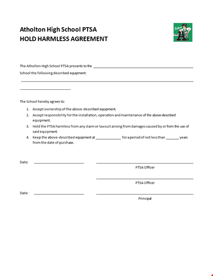 protect your school with our hold harmless agreement template for equipment template