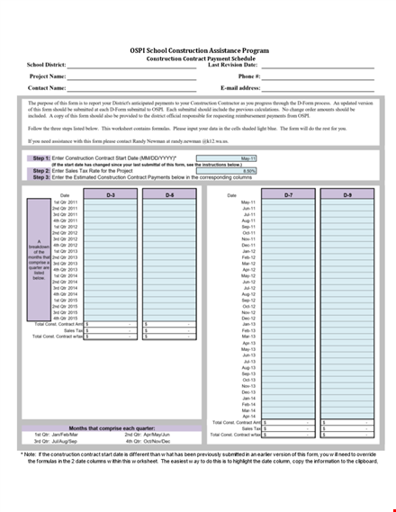 construction contract payment schedule template