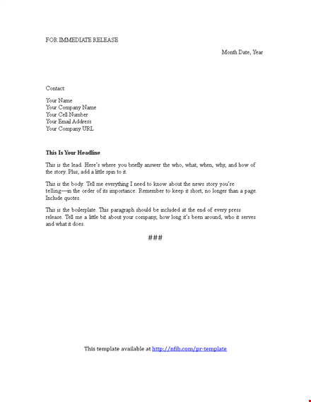 effective company press release template template