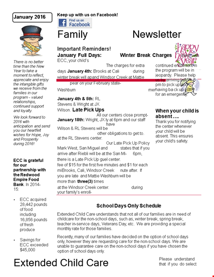 extended child care family newsletter template