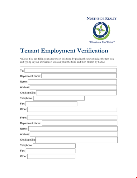 tenant employment verification form template template