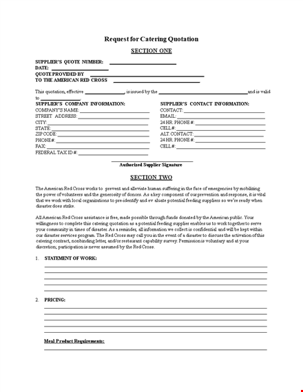 catering request quotation template