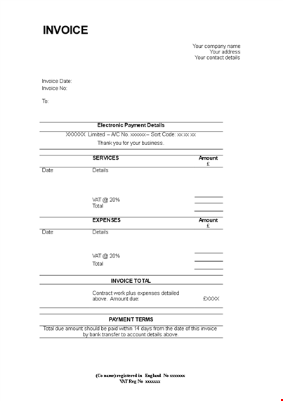 free printable contractor invoice template template