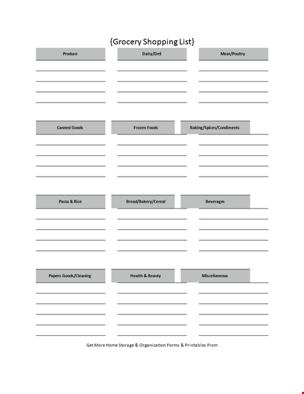 efficient grocery list template for organizing template
