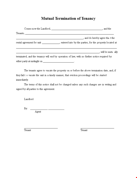 mutual termination of tenancy template