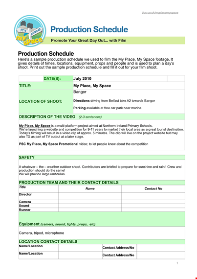 production schedule template