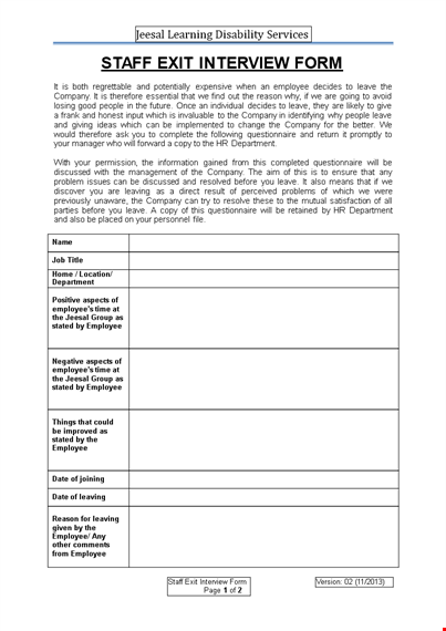 complete your employee exit smoothly with our exit interview template template