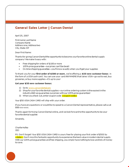 sales letter template template