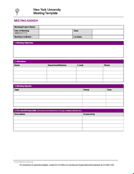 project team meeting agenda template