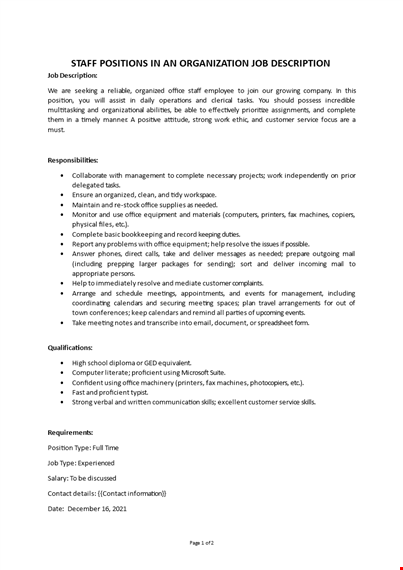 office administrator job description template