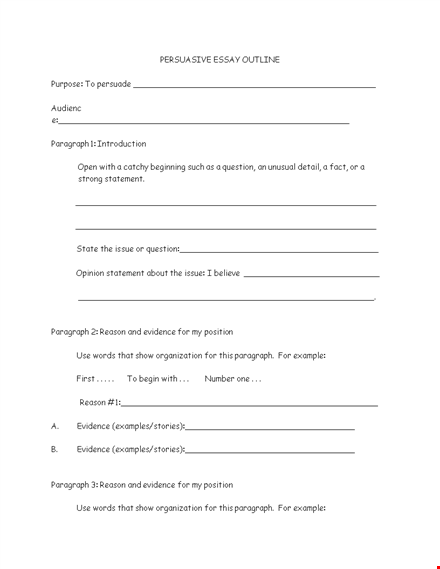 persuasive essay outline example template