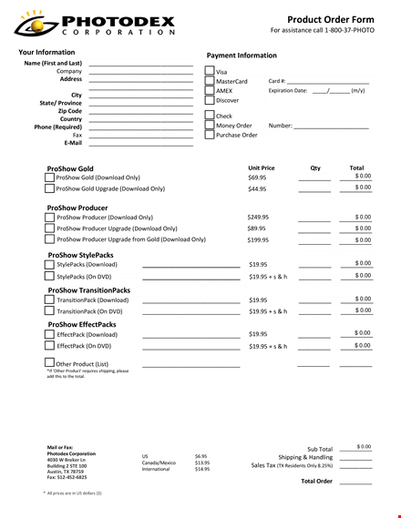 printable product order form template - order, product, total, check, and price template