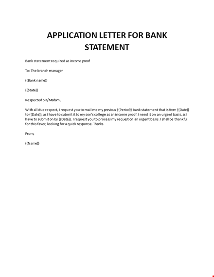 application letter for bank statement template