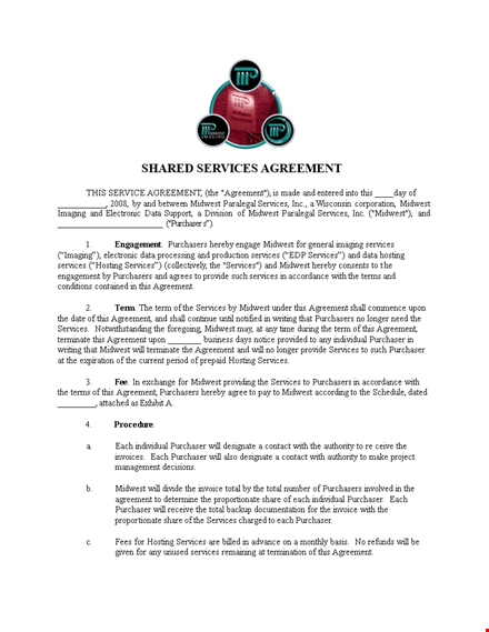 shared service agreement template template