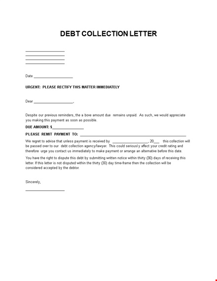 effective collection letter template for prompt payment | improve collections template