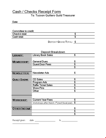 check receipt form template template