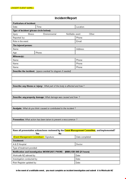 download incident report template for effective phone incident documentation template