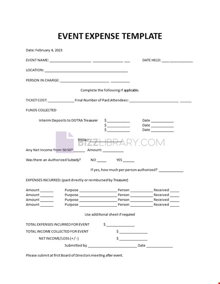 event expense template template