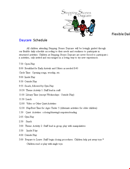daily daycare schedule template for activities and children | 60% off template
