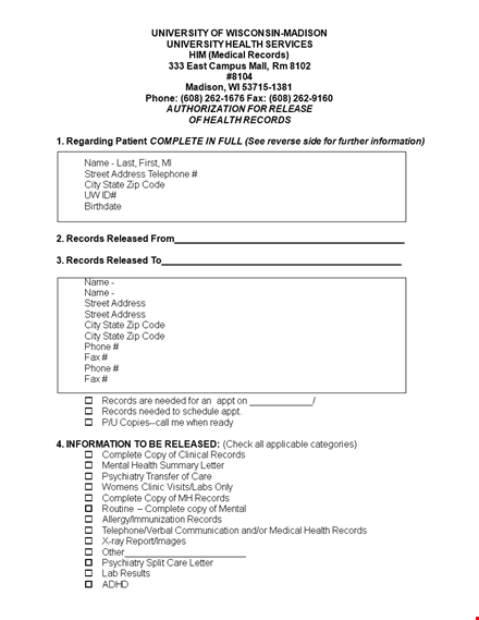 authorize release of medical records | protect your health info template