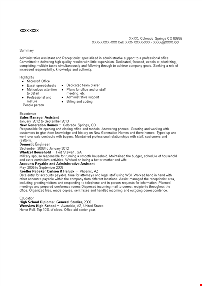 sales manager assistant resume template